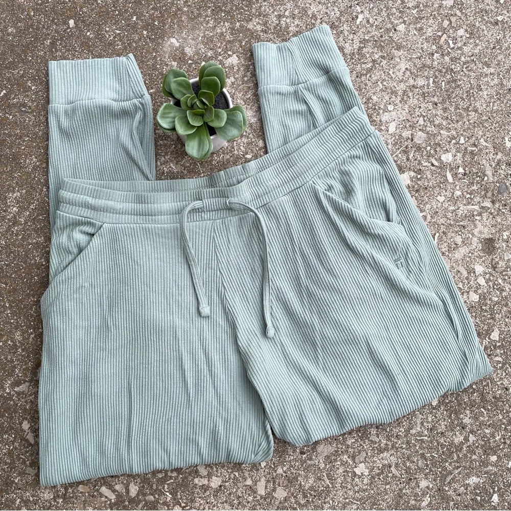 Tommy John | Ribbed Joggers in Lillypad Green Color